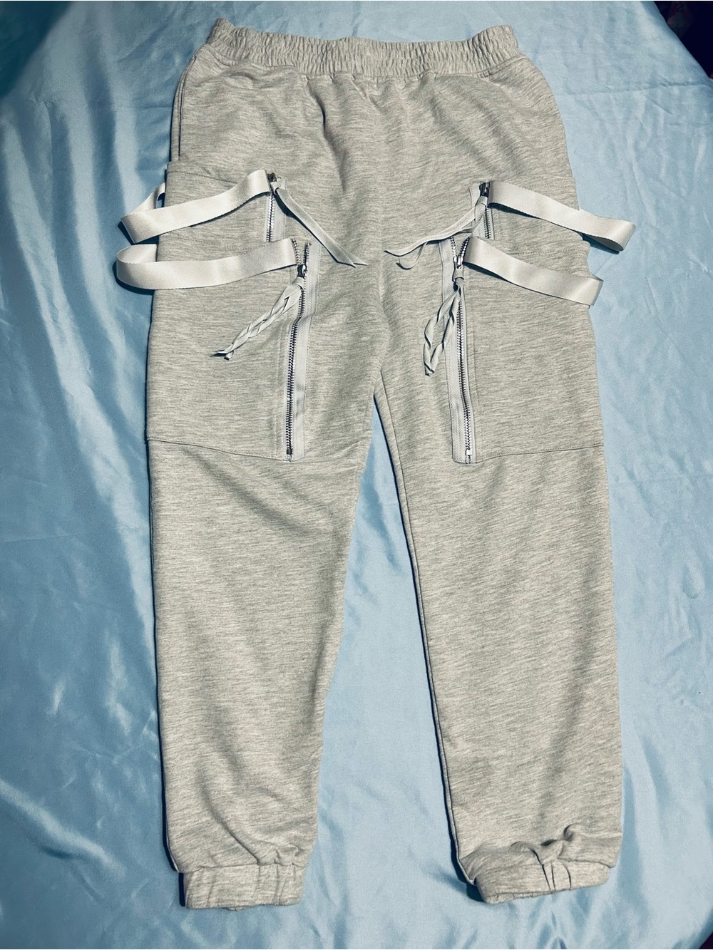 Hot & Delicious Light Gray Ribbon-Trim Joggers